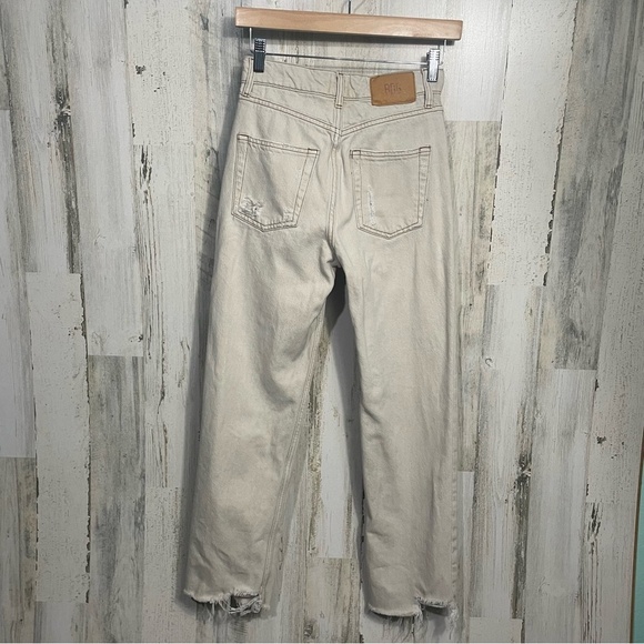 BDG Urban Outfitters PAX High Rise Fray Hem Straight Leg Jeans Tan Beige Size 24 - Picture 5 of 13